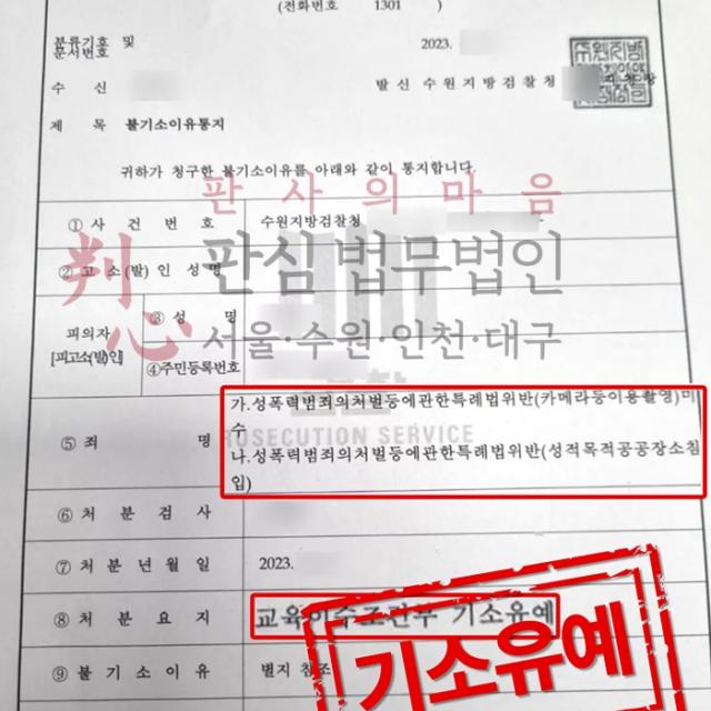 [불기소] 성적목적공공장소침입/카메라촬영 | 여자화장실 침입해 몰카 촬영한 사건, 기소유예